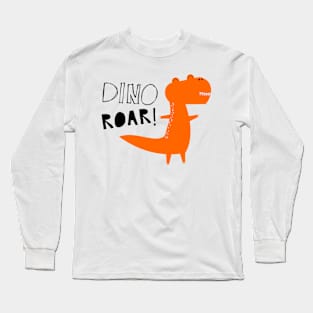 Cute Orange Dinosaur Dino Roar Kawaii Long Sleeve T-Shirt